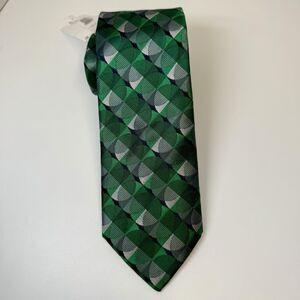 Ted Baker Green Art Deco Print 100% Silk Tie New